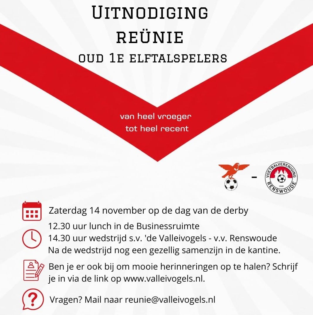 Reünie oud 1e elftalspelers s.v. 'de Valleivogels'