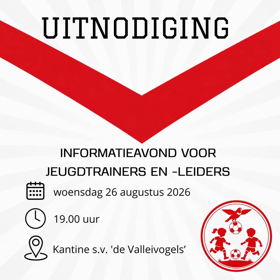 Uitnodiging informatiebijeenkomst jeugdtrainers & -leiders | 26 augustus 2026