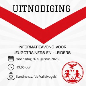 Uitnodiging informatiebijeenkomst jeugdtrainers & -leiders | 26 augustus 2026